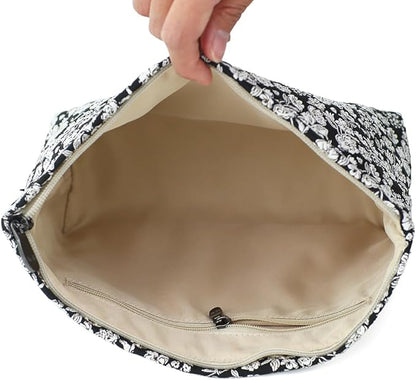 Floral Jacquard Makeup Bag - Large Capacity Cosmetic Pouch for Travel, Toiletry Organizer with Zipper, Perfect for Daily Use & Gifts, Stylish Make Up Organizer, Purses for Women Clearance
