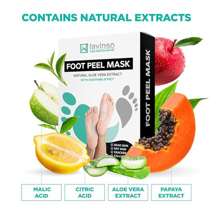 Lavinso Foot Peel Mask for Dry Cracked Feet – 3 Pack Peeling Mask Removes Dead Skin and Calluses - Exfoliating for Soft Baby Feet, Original Scent