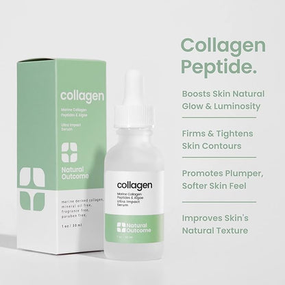 Collagen Peptide Serum for Face, Daily Firming, Lifting and Wrinkle Reducing Facial Serum with Marine Derived Collagen and Hyaluronic Acid 1 oz
