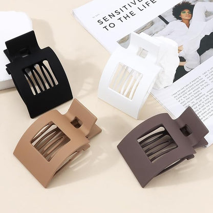Velscrun Flat Hair Clips for Women Girls, Matte Lay Flat Claw Clips, Strong Hold Large Hair Clip for Thick or Thin Hair, French Duck Billed Hair Jaw Claw Clip, Non Slip Grip for Daily Styling Black