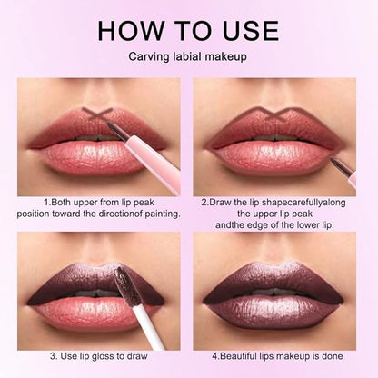 evpct Dark Brown Metallic Glitter Lip Liner and Lipstick Combo Lip Gloss Stain Set Makeup for Women Long Lasting Waterproof 24, Chocolate Metallic Shimmer Frosted Iridescent Shiny Liquid Lipstick 11