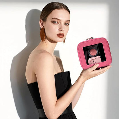 Small Clear Makeup Bag Travel Cosmetic Case, Portable Make Up Organizer Traveling Compact Car Bag for Essentials Transparent Toiletry Bag with Zipper