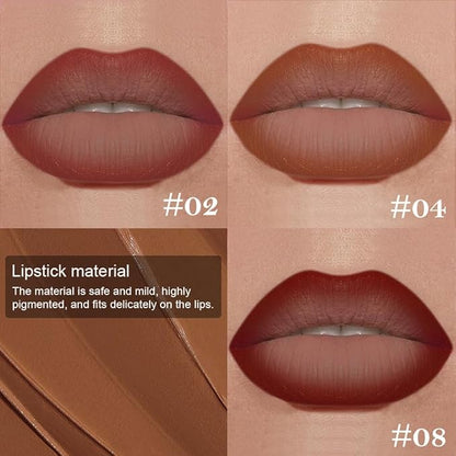 3Pcs Gradient Matte Lipstick Crayon Lip Liner pencil, Flawless Contour Gradual Ombre Effect lip Pencil, for Women Long Lasting Waterproof Smudge Proof Lipstick Pencil 02#+04#+08#