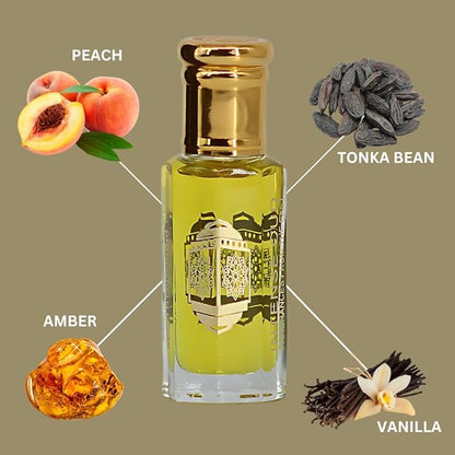 INTENSE OUD Platinum Sand Long Lasting Arabian Perfume Oils for Women 12ML (0.40 OZ) Fragrance Oil with Sweet Peach, Warm Amber & Creamy Vanilla - Concentrated Perfume Oil in Black Gift Box