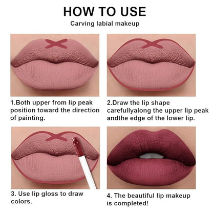 evpct 2Pcs Burgundy Red Matte Lip Liner Lipstick Combo Set for Women, Burgundy Lip Combo Set Liquid Lips Gloss Lipliner Stains Set Long Lasting Waterproof, Lips Makeup 24 Hours labiales originale