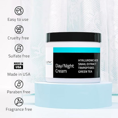 YEOUTH Day Night Face Moisturizer with Hyaluronic Acid, Snail Mucin Cream and Copper Tripeptide, Hydrating Fragrance Free Facial Moisturizer, Face Skin Care Cream for Women and Men 2oz