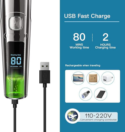 DSP® Facial Hair Trimmer for Men Electric Clippers and Grooming Sets for Pubic Hair Beard Nose Trimmer Kits USB Rechargeable IPX7 Waterproof