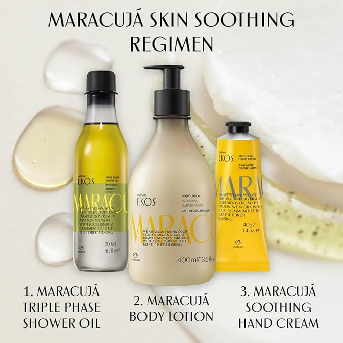 Natura - Ekos Passion Fruit Relieving Body Lotion - Calming Lotion - 24 Hours of Hydration - Essential Fatty Acids - Vegan Skin Care - Brazilian Beauty Secrets - 13.5 fl oz (400ml)