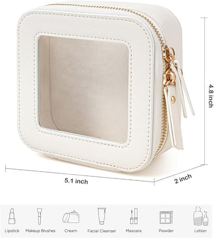 Small Clear Makeup Bag, Mini Makeup Pouch TSA Approved Toiletry Bag for Women Travel Makeup Bag Cute Clear Cosmetic Bag Waterproof Make Up Bag Organizer for Car Essentials