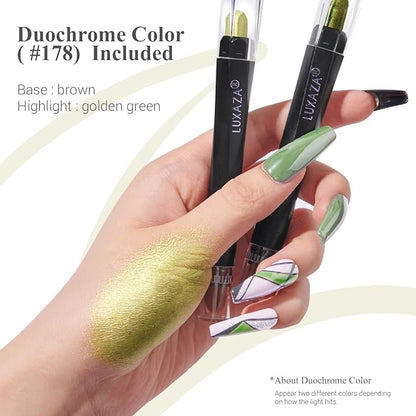 3PCS Eyeshadow Stick, Metallic And Green Eye shadow Sticks Pencil Crayon，Eye Brightener Stick Makeup with Crease-proof Formula