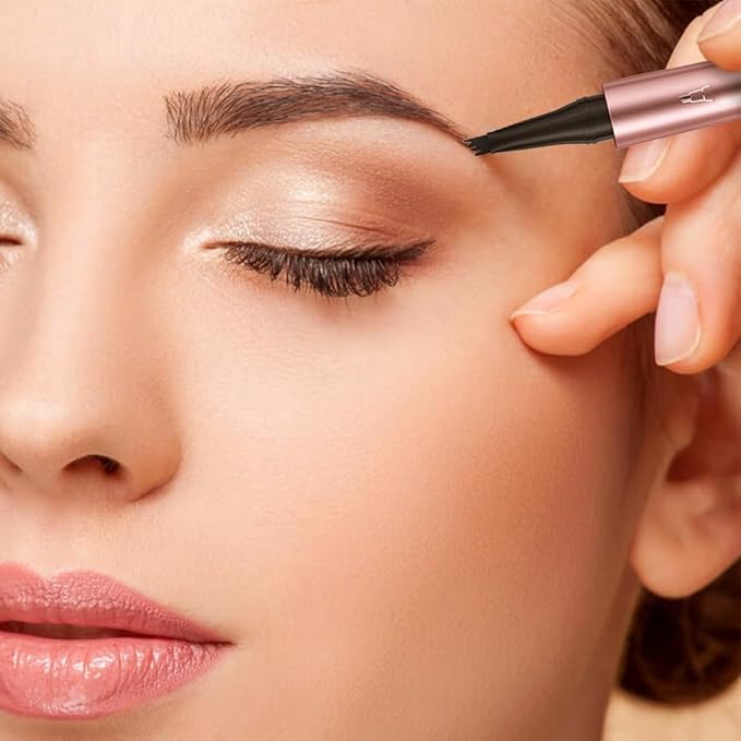 2025 Premium Microblading Eyebrow Pen, Waterproof Eyebrow Pencil, Eye Brow Pen with 4 Tip, Natural Magic Eyebrow Makeup Fine Stroke Contouring Pencil Long-Lasting Stay on All Day (Gray)