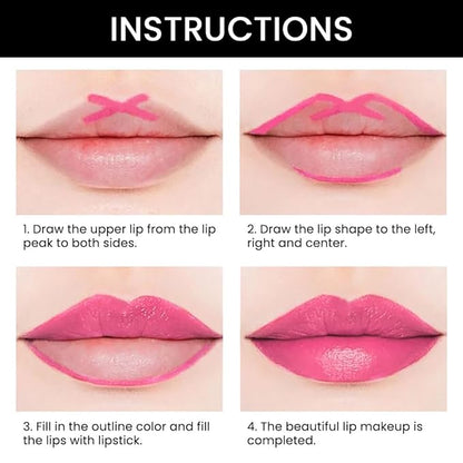 evpct 1Pcs Bright Cool Pink Shine Lip Liner and Lipstick Combo Set Kit for Women, Moisturizing Glossy Tinted Lip Stick Balm, Sheer Shine Juicy Finish, Lightweight Hydrating Formula Lip Care 44#