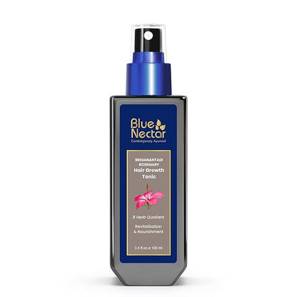 Blue Nectar Hair Growth Serum with Rosemary Oil for Hair Growth | Ayurvedic Hair Tonic Spray (8 Herbs, 3.38 Fl Oz)
