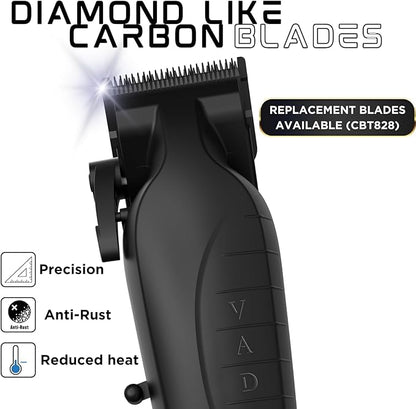 Supreme Trimmer Vader Clipper with DLC Taper Blade STC5098 | 210 Min Run Time 7500 RPM Hair Trimmer | Professional Brushless Motor Barber Clipper | Black