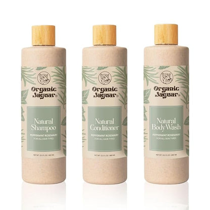 Organic Jaguar All Natural Conditioner, Peppermint Rosemary, Sulfate Free Conditioner with Vitamin E, Castor, Argan and Almond, Rosemary and Peppermint Oil, For All Hair, 13.5 fl oz