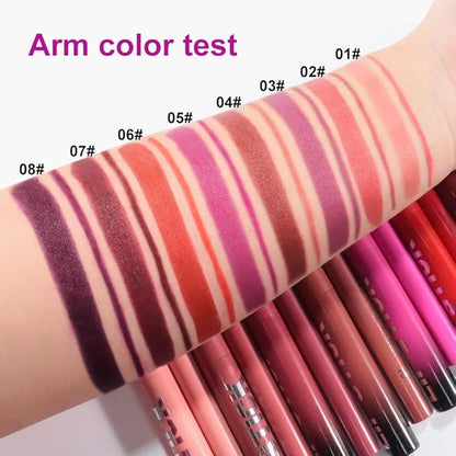 AMY'S DIARY 2Pcs Ruby Red Lipstick and Lip Liner Combo, Lip Liner and Lip Stick Kit for Women, Matte Lip Pencil and Smooth Hydrating Lipstick, Non-Stick Lip Makeup Set (06#)