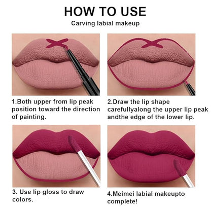 evpct 3Pcs Mauve pink Berry pink Rose red Lip Stain Paint Matte Lip Liner and Lipstick Set Long Lasting labiales matte mate larga duracion listip 24 hour a prueba de agua mate 24 horas originales