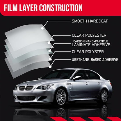 United Window Tint Car Film 20" in x 100'Ft MAX Nano Carbon Film 2Ply 70% VLT - Clear Polyester Privacy Window Tint Blocks UV/IR Rays, Heat & Glare- Laminate Adhesive with Lifetime Color Stability