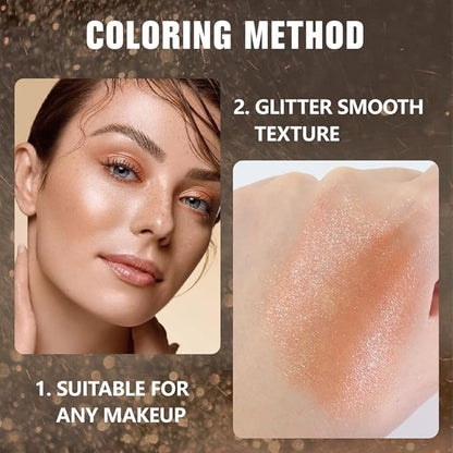 evpct Champagne Gold Glitter Eyeshadow Palette Single, Nude Gold Pink Shimmer Sparkle Cream Eye Shadow Palette Brightener Makeup for Older Women, High Pigment Long Lasting Monochrome Mini Eyeshadow