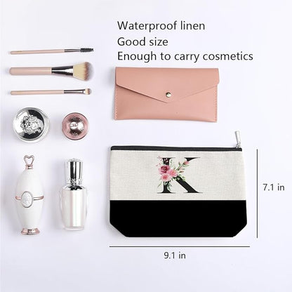 Initial Makeup Bag, Personalized Gifts for Women, Personalized Makeup Bag, Bridesmaid Gifts, Cosmetic bags for Women (Letter K)