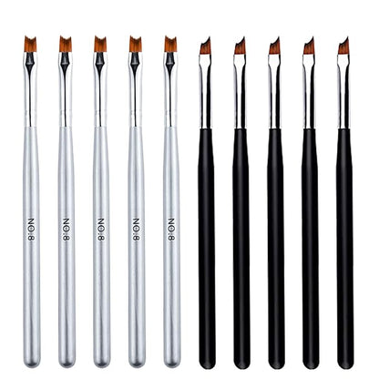 WOKOTO 10pcs French Nail Brushes For Nails 2 Style Moon Shape French Brush For French Tip Nail Brushes French Manicure Brush For Women Nail Art Brushes Nails Wood Penholder French Tip Nail Tools