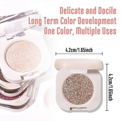Single Nude Gold Brown Shimmer Eyeshadow,Bright Intense Monochrome Eye Shadow,Apply Makeup Easily,Glitter Pressed Powder Single Eyeshadow,24 Hour Eye Makeup Longwear Waterproof