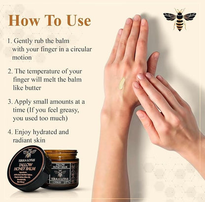 Organic Grass-Fed Beef Tallow Balm with Raw Honey - Moisturizing Cream for Soft, Smooth Skin - Handmade All-Natural Moisturizer (2 Oz, Citrus)