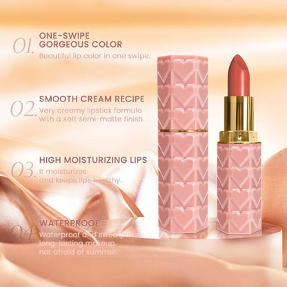3 Pcs Matte Velvet Lipstick for Women Set,Nude Long Lasting Matte Lip Stick 24H Waterproof for Girls Natural Lip Makeup,Matte Non-Stick Lipstick Makeup for Women,labiales magicos 24 horas originales