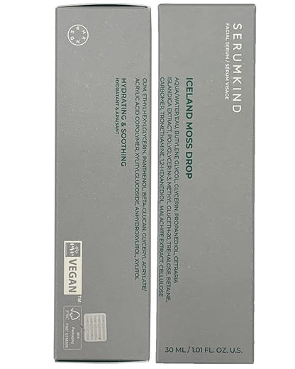 SERUMKIND Iceland Moss Serum - Soothing and Moisturizing Korean Face Serum 1.01 fl.oz. – Malachite, and Beta Glucan – Moisturize Flaky Skin - Vegan, Cruelty-Free, Unscented