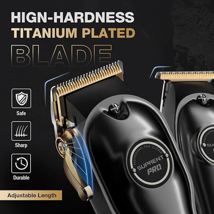 SUPRENT PRO Professional Hair Clipper and Trimmer Set with Foil Shaver, Professional Barber Clippers for Men