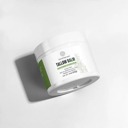 Tallow Balm Soothing Hydration – Grass-Fed Beef Tallow Moisturizer with Olive & Jojoba Oil – Chemical-Free, Vitamin-Enriched Skincare with Essential Oil Aromatherapy – 2 oz