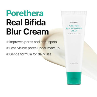 Porethera Real Bifida Blur Cream - Korean Face Moisturizer - Pore Minimizer Face Tone-Up Cream for Blurring Face - Pore Regenerating - Facial Moisturizer for Oily and Acne-Prone Skin, 1.69 fl.oz