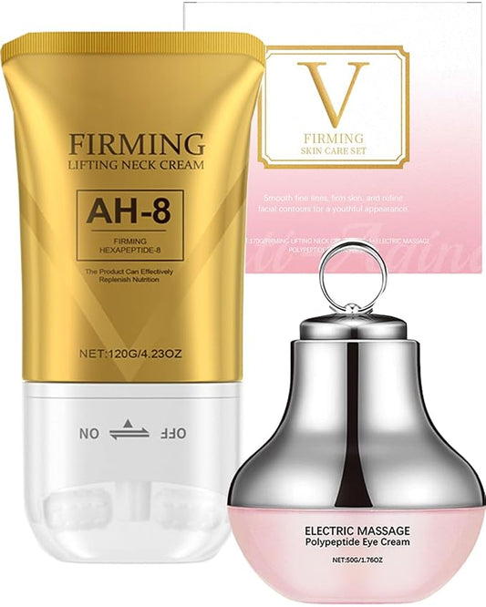 AH-8 Neck and Eye Cream Set with Electric Massage Tightening, Anti-Wrinkle Treatment with Red Light, Deep Moisturizer Bundle Care (Neck and Eye Cream)