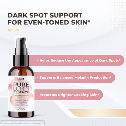 PureLumin Essence – Natural Hydrating Serum for Skin Brightness and Nourishment – Plant-Based Formula – Non-GMO – GMP Certified – 2 fl oz (60 mL), 1 Month Supply