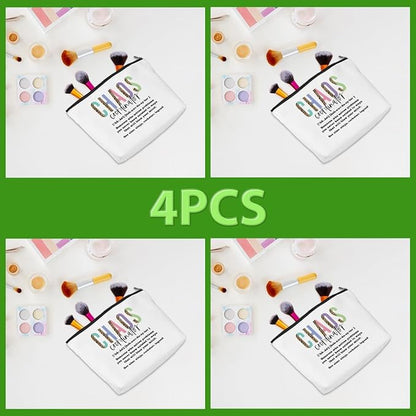 4pcs Chaos Coordinator Makeup Bag Chaos Coordinator Gifts for Women Cosmetic Bag, Thank You Gifts for Women Her Moms Manager Colleagues Retirement Boss Gift, Makeup Pouch Zipper Bags