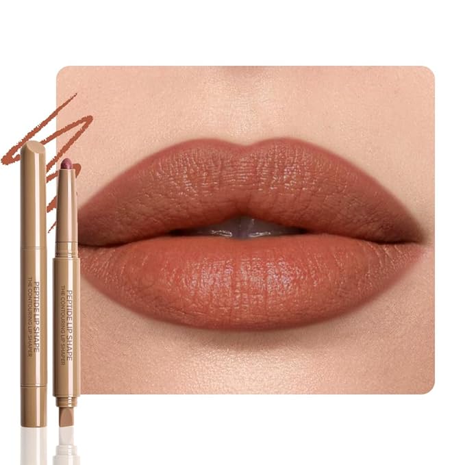 SUAKE Plump Matt Lipstick Lipliner Pencil Pack,Waterproof Crayon with Silicone Smudger for Define Contours & Sculpting Lip, Longwear Moisture Smooth Creamy Formula for Lip Makeup-04 Nutmeg