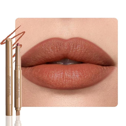 SUAKE Plump Matt Lipstick Lipliner Pencil Pack,Waterproof Crayon with Silicone Smudger for Define Contours & Sculpting Lip, Longwear Moisture Smooth Creamy Formula for Lip Makeup-04 Nutmeg