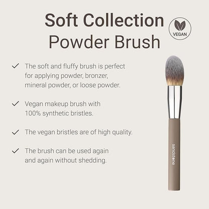 Sandstone Scandinavia Soft Collection Makeup Brush - Professional Premium Powder brush for applying and blending loose and compact powder. Ultra soft bristles. Vegan brush for all skin types