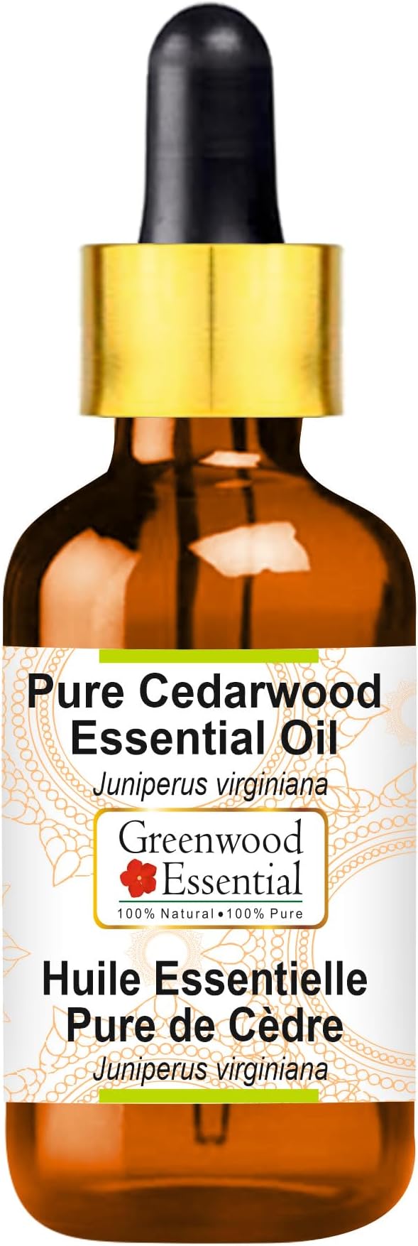 Greenwood Essential Pure Cedarwood Essential Oil (Juniperus virginiana) with Glass Dropper Steam Distilled (Pack of Three) 100ml X 3 (10.1oz)