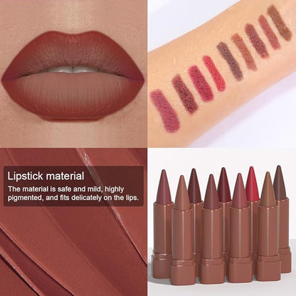 BINGBRUSH 2-in-1 Gradient Lip Liner & Lipstick Combo,Matte Longwear Waterproof Lip Pencil with Cone Tip,Smudge Proof Crayon for Flawless Ombre Contour,Women's Long Lasting Makeup Set (02#Smokey Rose)