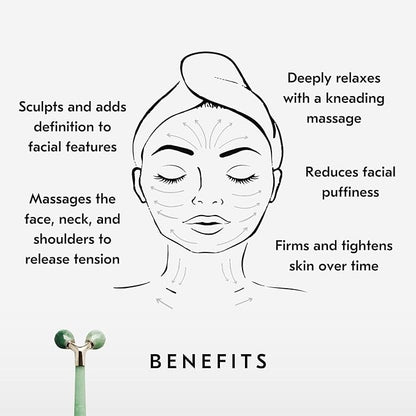 Mount Lai Jade Tension Melting Facial Massager for Face & Neck – Face Roller to Relieve Tension, Soothe Stress, Improve Circulation & Revitalize Skin for Radiant Care