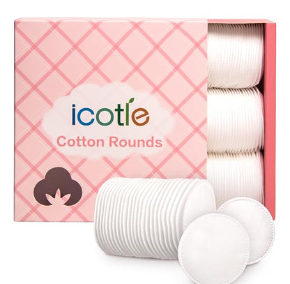 100% Pure Cotton Round Pads for Face (210), Lint-Free Makeup Remover Pads, Soft, Absorbent, Hypoallergenic, Multi-Layer Design for Cleansing, Skincare and Nail Polish Removal