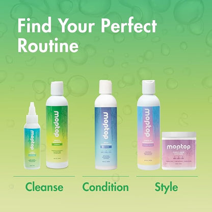 MopTop Gentle Shampoo – Every Day Curly Hair Sulfate Free Shampoo, Improves Moisture & Reduces Frizz, Paraben Free Natural Hair Products for Straight, Wavy, Curly, Coily Texture (Bamboo, 2pk)