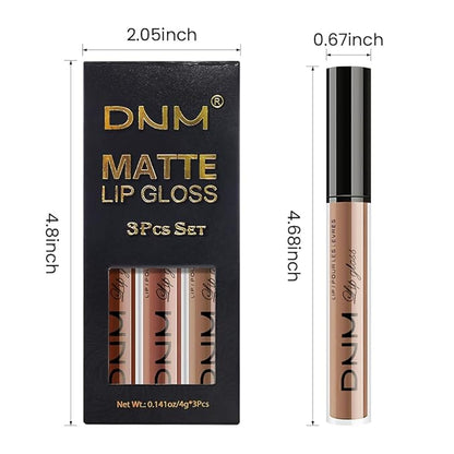 evpct 3Pcs Chocolate Red Brown Nude Matte Liquid Lipstick Lip Stain Sets for Women, Matte Lipstick Long Lasting Waterproof Permanent 24 Hours original, Magic Lip Sticks Pack for Halloween Daily Makeup