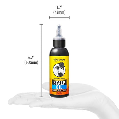AllDay Locks Scalp Oil (4 oz) | Soothing, Nourishing Conditioner for Dry, Itchy Scalp | Sunflower, Lavender, Tea Tree Oil | Relieve Soreness & Tension in Braids, Locks, Twists, Cornrows | 4 oz