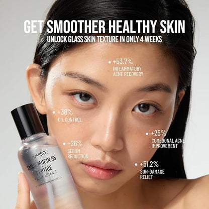 JUMISO Snail Mucin 95 Peptide Essence - Korean Face Toner with 5-Peptide Complex - Acne Sun Damage Repair Non-Comedogenic Texture Improvement Fragrance Free Cruelty Free All Skin Types 4.73 fl.oz.