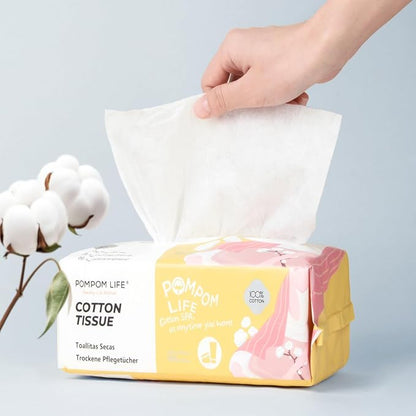 Disposable Face Towel 100 Cont,7.9"X7.9"Clean Face Towelettes for Washing Face, 100% Cotton Soft Dry Wipe, Biodegradable Face Towels & Facial Tissuel Travel Size for Cleaning,Makeup Removal