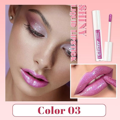 AMY'S DIARY Glitter Liquid Lipstick, Shimmer Metallic Lip Gloss, Long-Lasting Waterproof Lip Color, High Shine Sparkle Makeup,Lip makeup for woman (Lavender Gleam3#)
