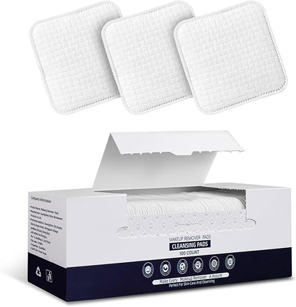 Premium Natural Pure Cotton Pads,Soft & Lint-Free Upgraded Edge Stitching Design Cotton Rounds for Face,Unique Three-Layer Structure, Ultra-Absorbent Makeup Remover Pads,for All Skin Types (100 Count)