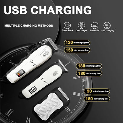 Hair Clippers for Men, Professional Barber Clippers and Trimmer Set, Mens Cordless Clipper, 3 pcs setHair Cutting Kit for Men